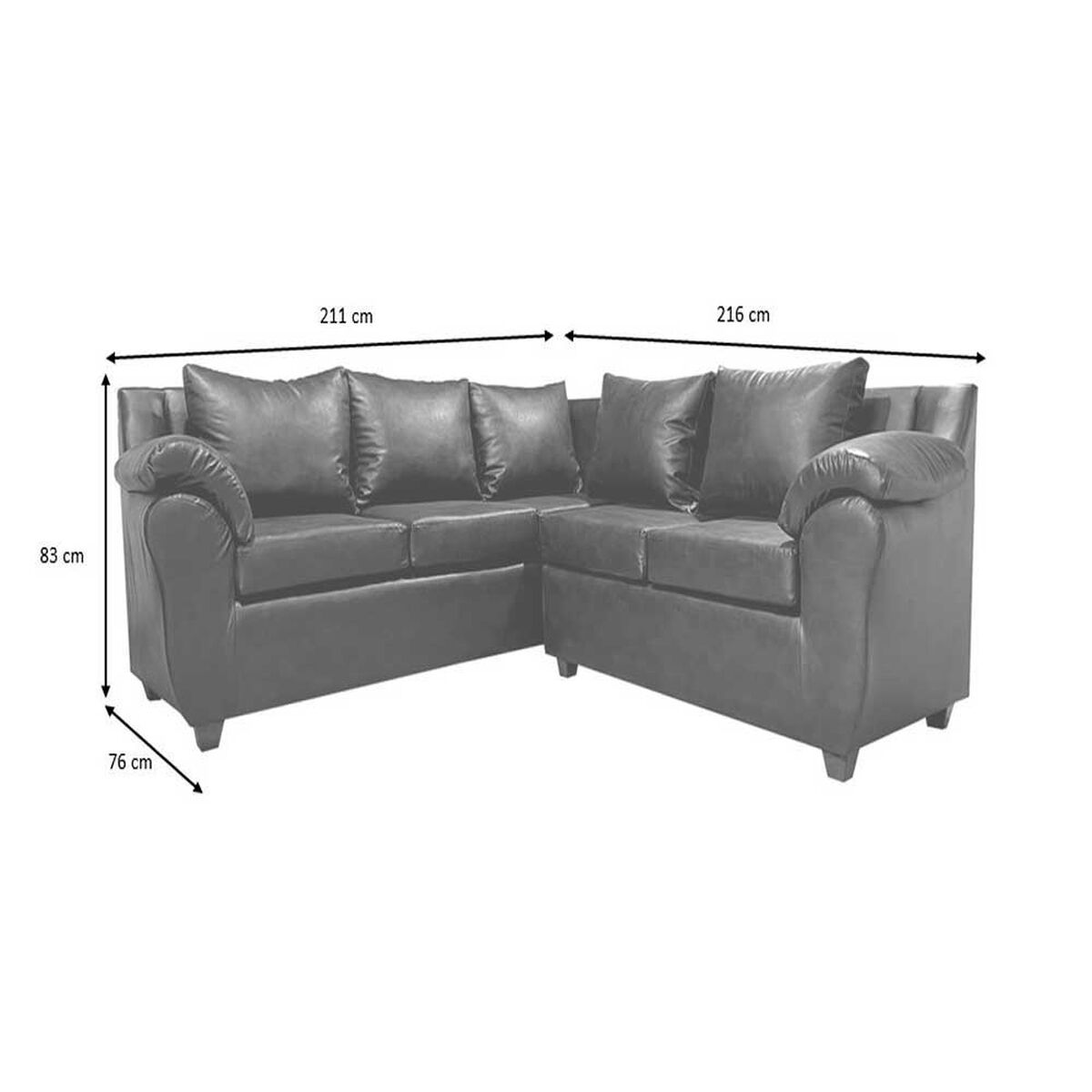 Sof&aacute; Seccional Muebles MPR Cattaleya 5 Negro