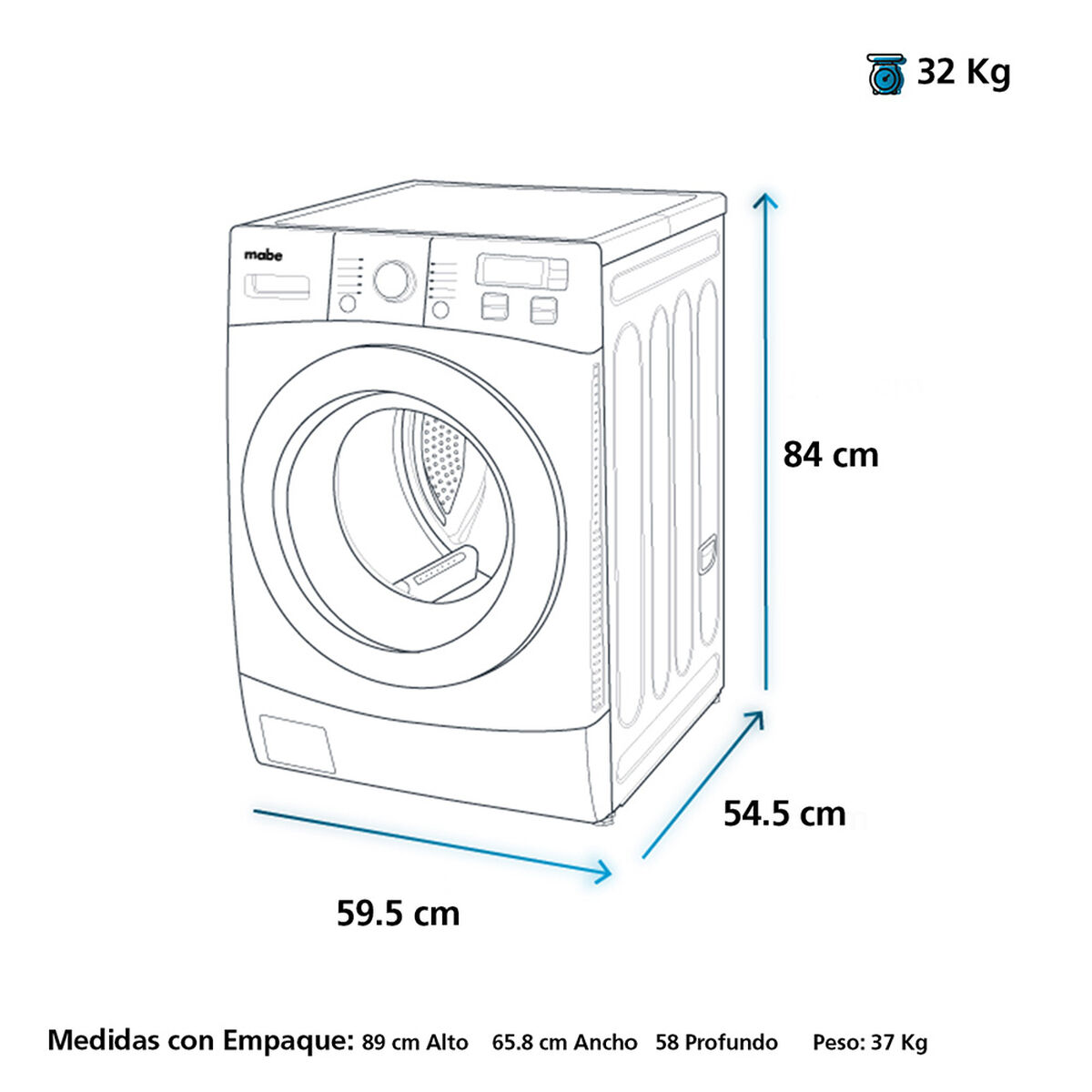 Secadora de Ropa Mabe SEM101BDBY 10 kg.