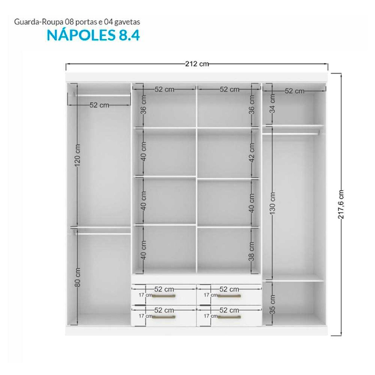 Clóset Altavision Napoles 8 Puertas 4 Cajones Café
