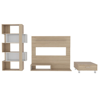 TUHOME Set Panel TV + Biblioteca + Mesa