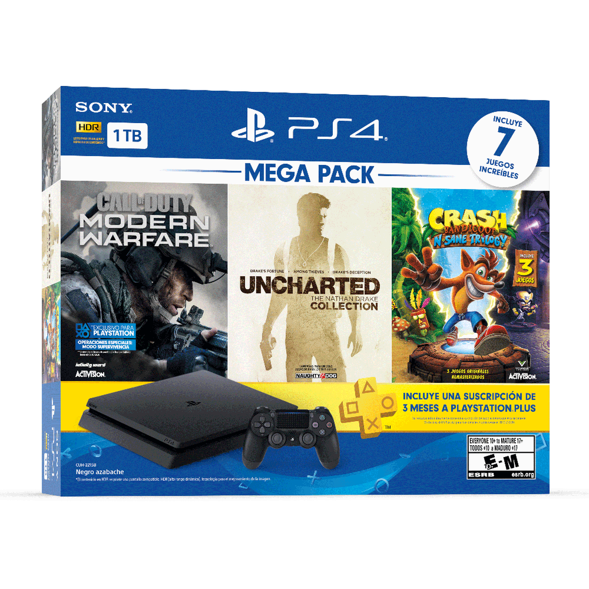 PS4 1TB + 7 Juegos + 3 Meses PS Plus + Control Dualshock