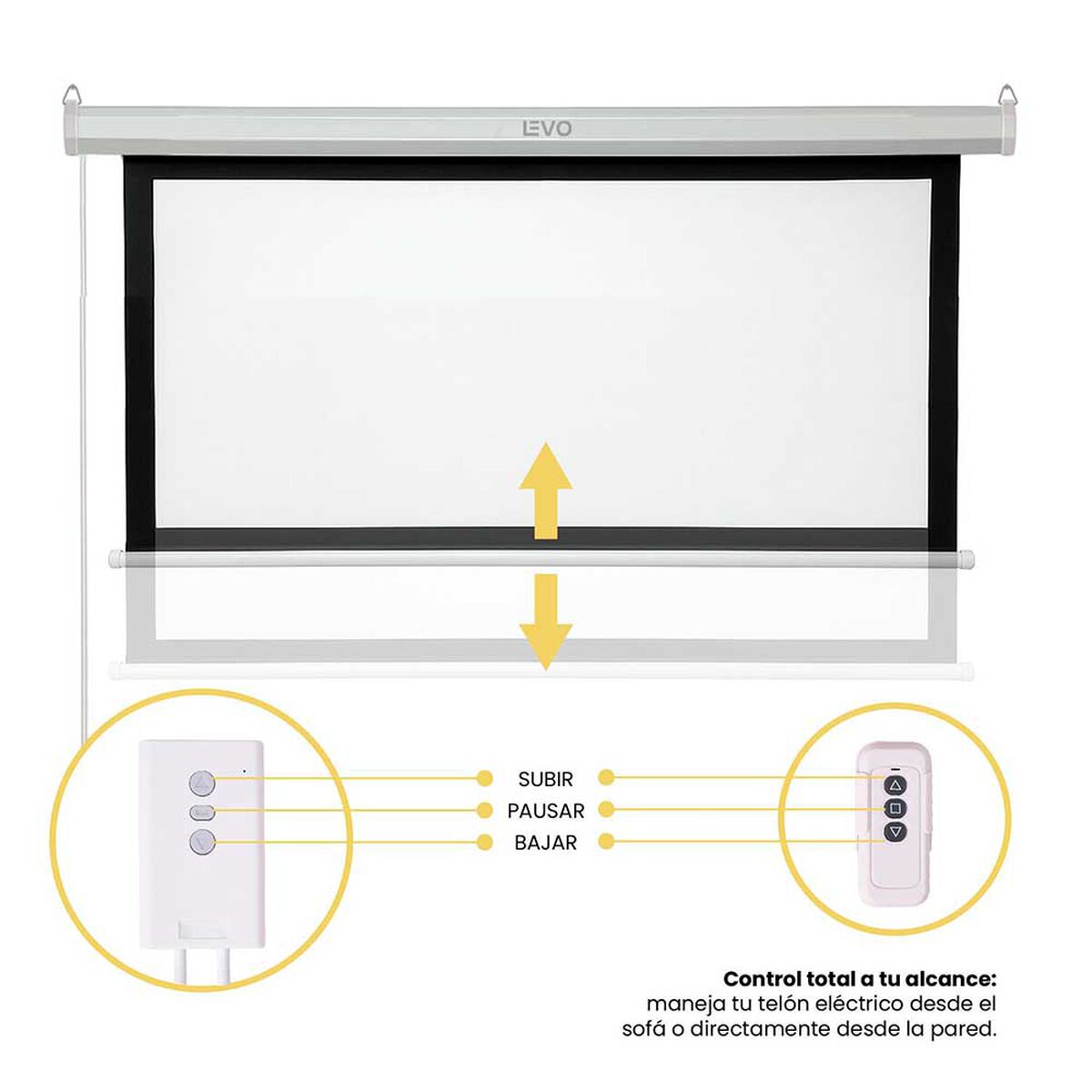 Telón 60 pulgadas Eléctrico con control 120 x 90 cm LEVO