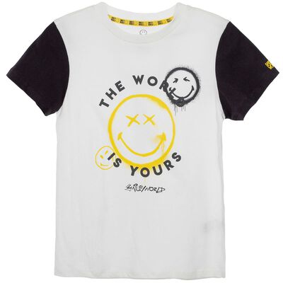 Polera Manga Corta Fashion de Algodón Niño Smiley