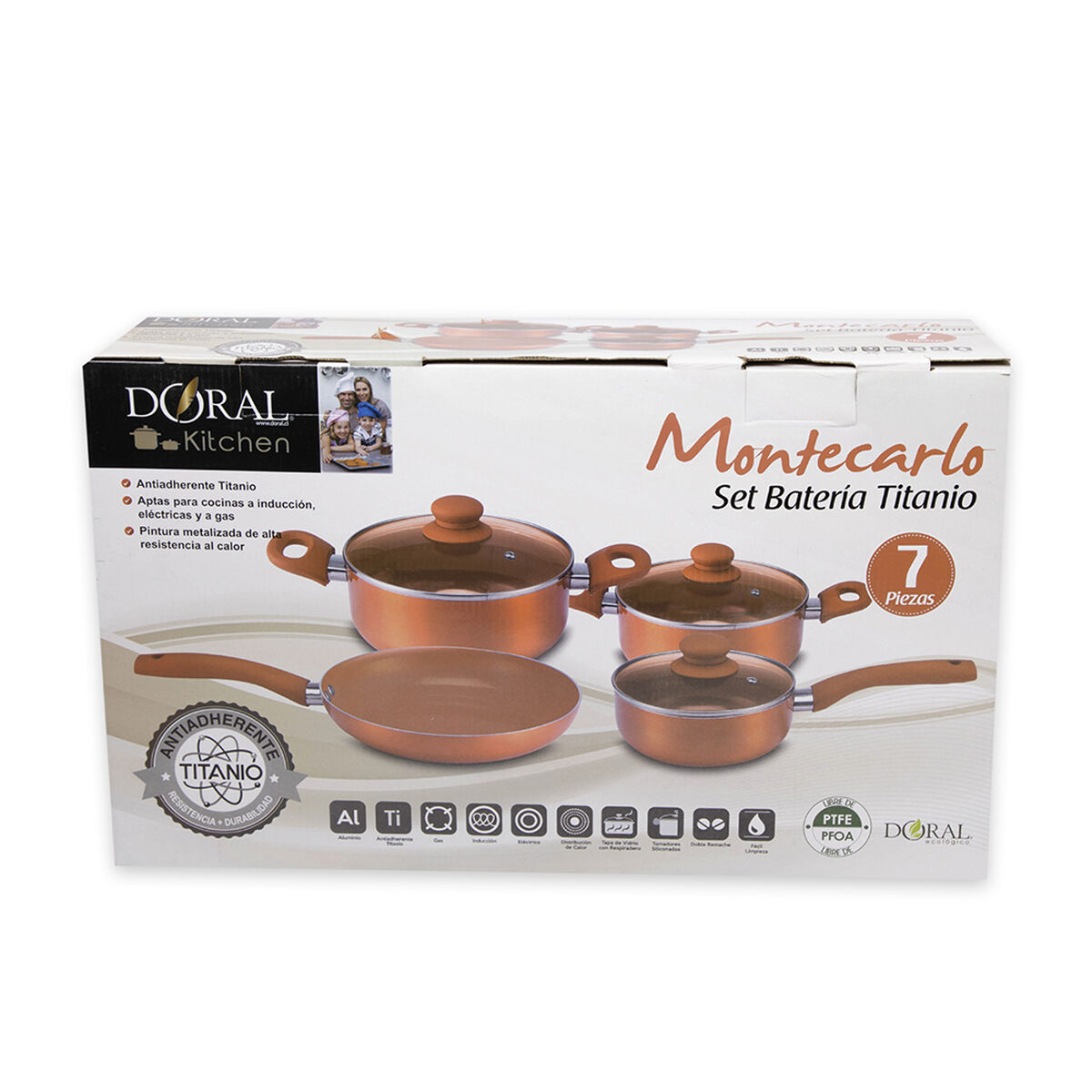 Bater&iacute;a Doral New Montecarlo Acero Inoxidable 7 Piezas