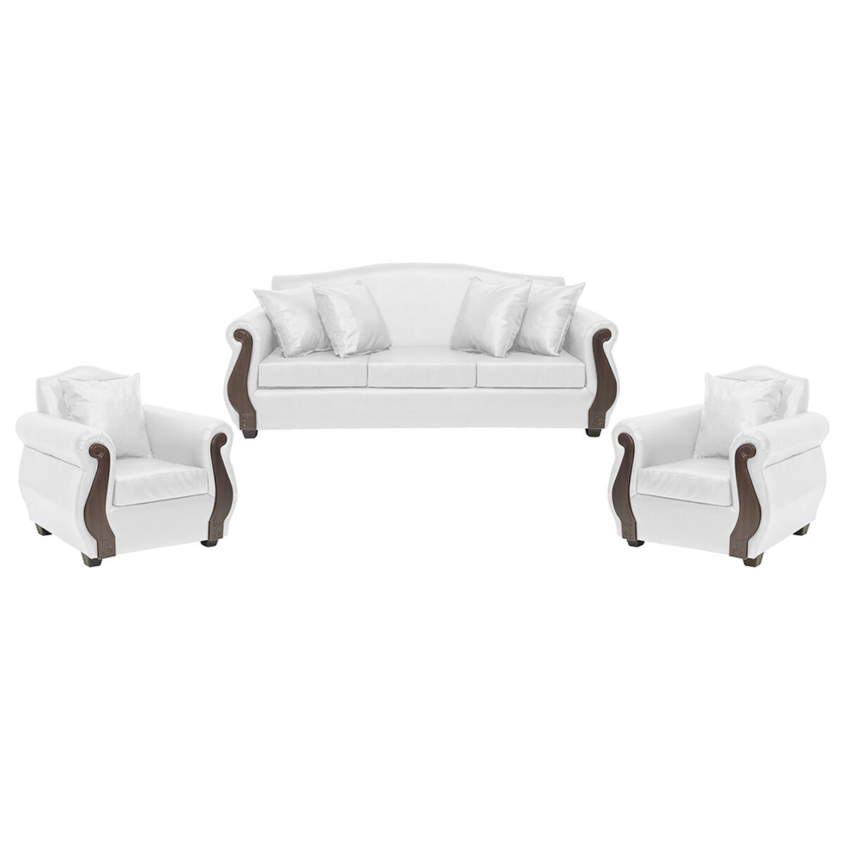 Juego de Living Innovamuebles New Bugambilia Sofá 3 Cuerpos + Dos Sillones 1 Cuerpo Blanco