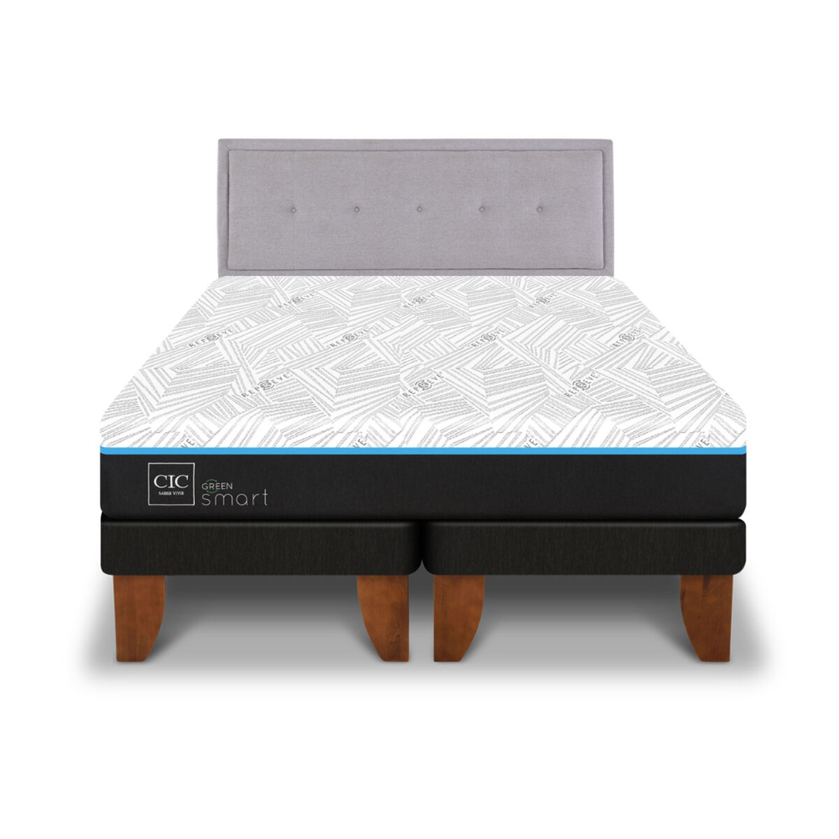 Cama Europea CIC Green Infinity King + 1 Respaldo Ganges
