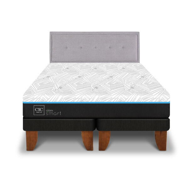 Cama Europea CIC Green Infinity King + 1 Respaldo Ganges