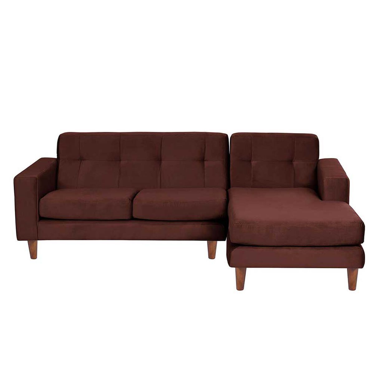 Sofá Seccional Derecho Latam Home Salermo Tela Velvet 3 Cuerpos Chocolate