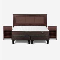 Cama Europea Rosen Base Dividida King Ergo T + Respaldo + 2 Veladores