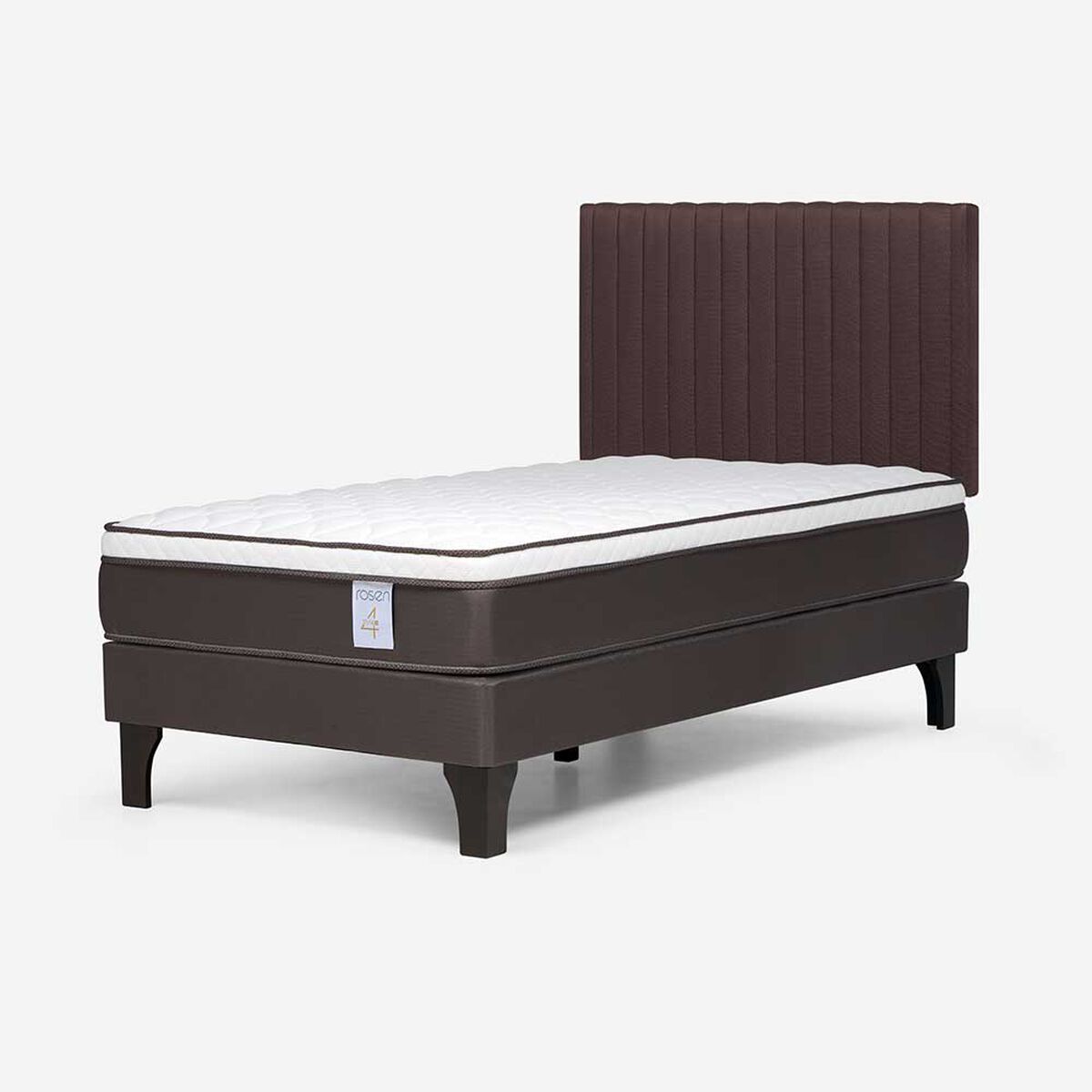 Cama Europea Rosen 1,5 Plazas New Style 4 + Respaldo Caf&eacute;
