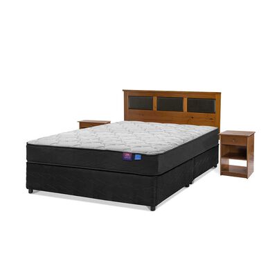 Cama Americana Flex Base Dividida 2 Plazas Therapedic Plus + Respaldo + 2 Veladores Toscana