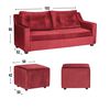 Juego de Living Diseño A&M Home Aries Sofá 3 Cuerpos + 2 Pouf 1 Cuerpo  Burdeo