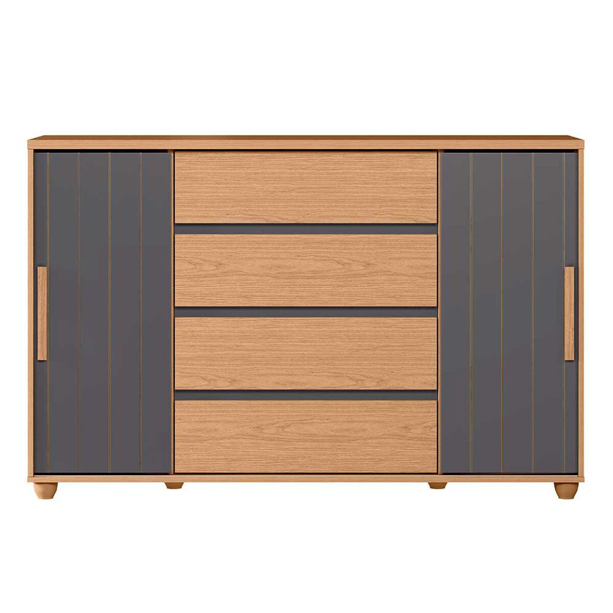 C&oacute;moda Vekkahome Evidenza 4 Cajones 2 Puertas Caf&eacute; y Negro
