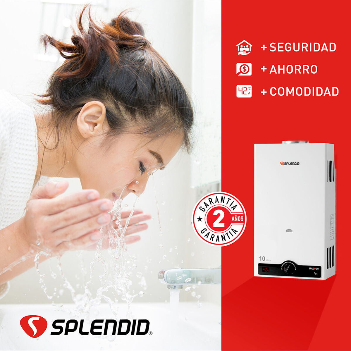 Calefont Gas Licuado Tiro Natural Splendid Ionizado 8 lts.