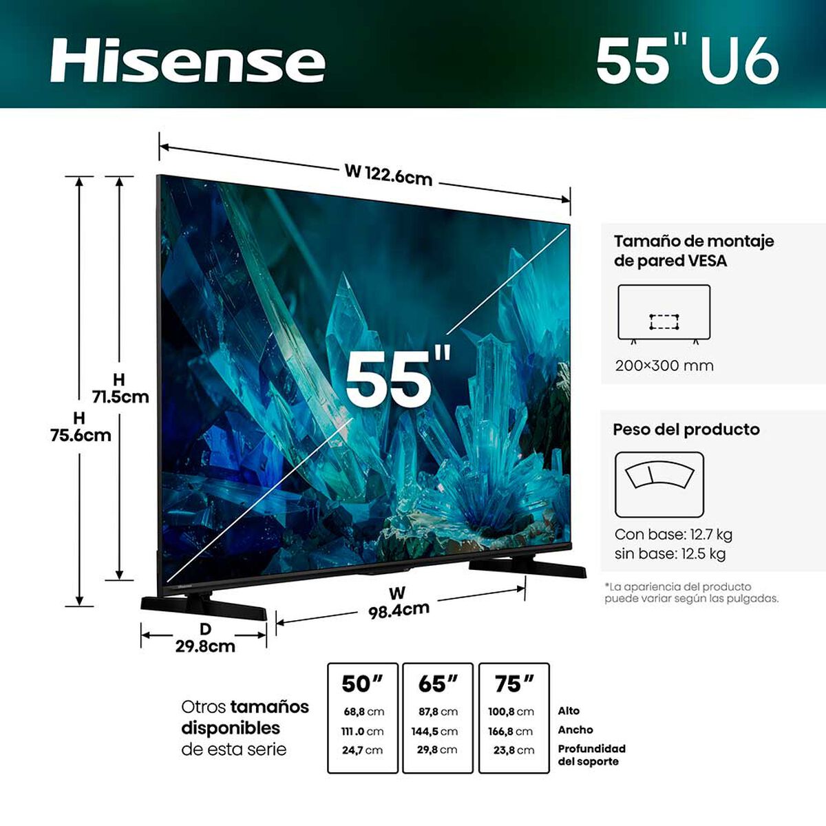 Smart TV Mini LED 55" Hisense 4K VIDAA 55U6ESV