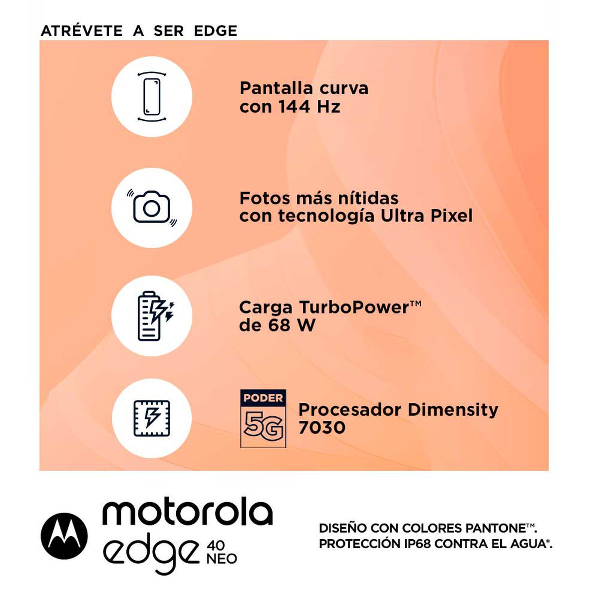 Celular Motorola Moto Edge 40 Neo 5G 256GB 6,55" Peach Liberado