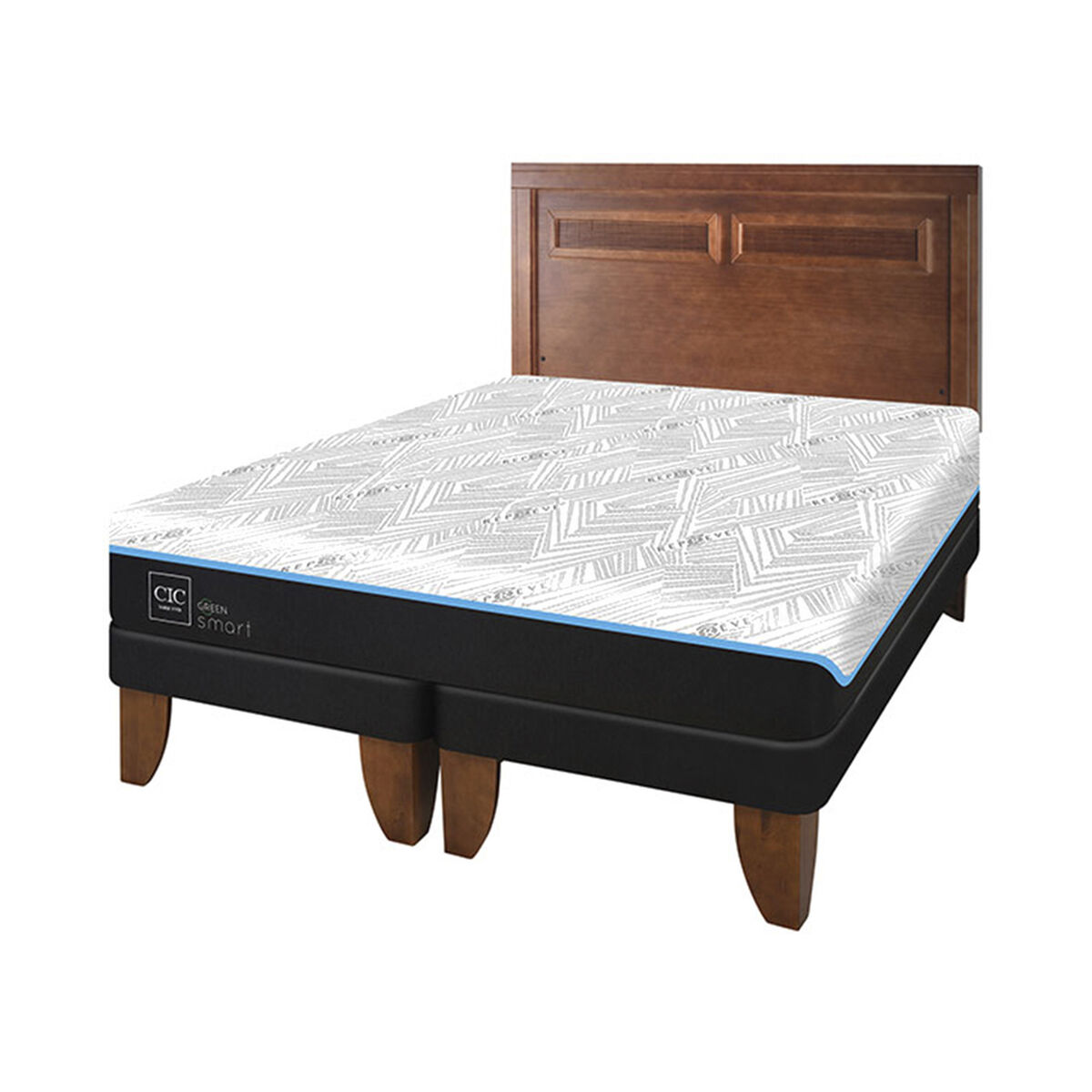 Cama Europea CIC Green Infinity King + 1 Respaldo Milan