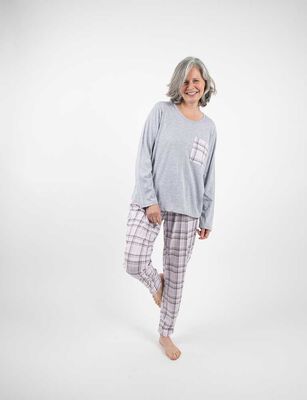 Imagen 1 del producto Pijama Algodón Manga larga Mujer Portman Club Gris, Negro