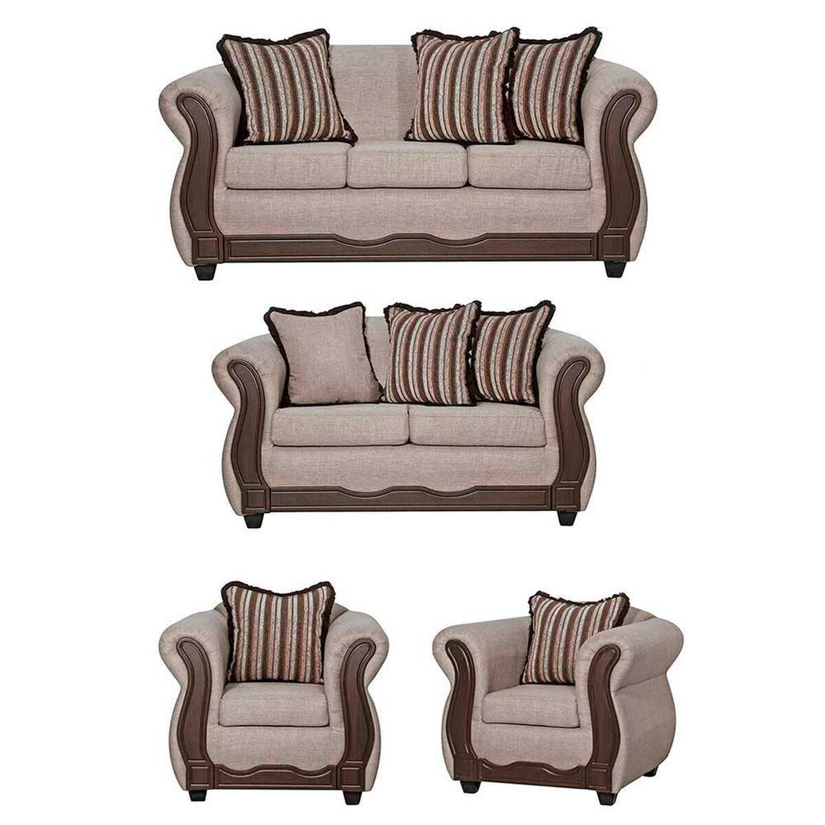 Juego de Living Black Factory Sofia 7 Cuerpos Beige