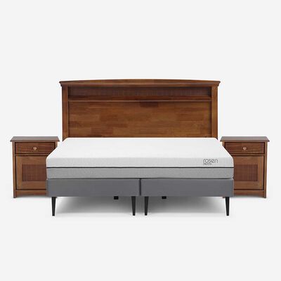 Imagen 1 del producto Cama Europea Rosen Base Dividida 2 Plazas Pratta + Respaldo + 2 Veladores Veneto