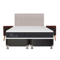 Box Spring CIC Base Dividida King New Ortopedic + Respaldo + 2 Veladores Tigris