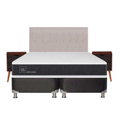 Imagen 1 del producto Box Spring CIC Base Dividida King New Ortopedic + Respaldo + 2 Veladores Tigris