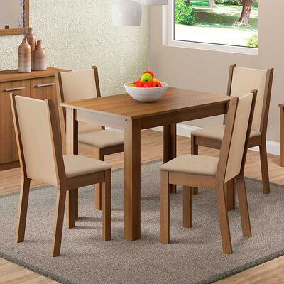 Juego de Comedor Vekkahome Leone 4 Sillas Caf&eacute;