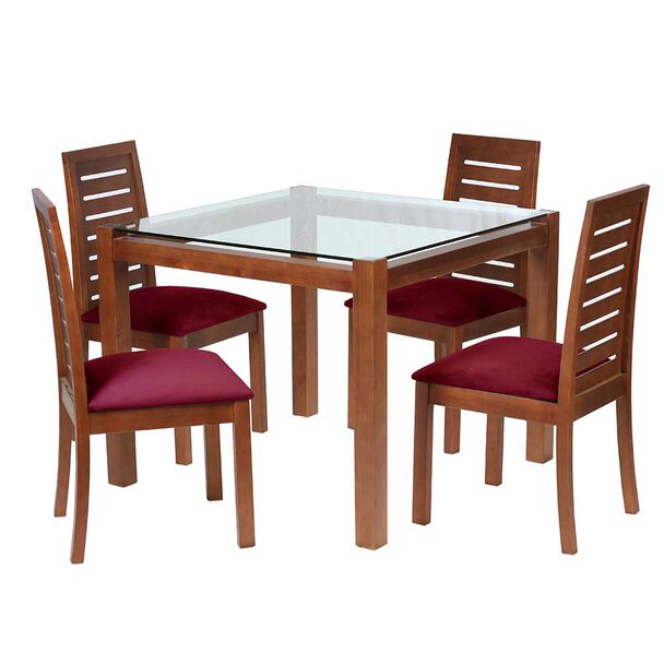 Juego de Comedor Latam Home Barcelona 4 Sillas Burdeo