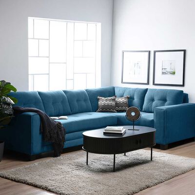 Sof&aacute; Seccional Derecho Living Factory Dubai 5 Cuerpos Azul Piedra