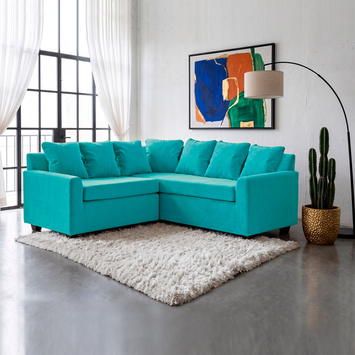 Seccional Latam Home Lucca 3 Cuerpos Turquesa
