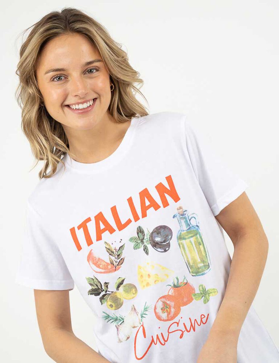 Polera Con Estampado Manga Corta Mujer Icono