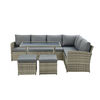 Juego de Terraza Vekkahome Hades Sofá Seccional 6 Cuerpos + Dos Pouf Gris