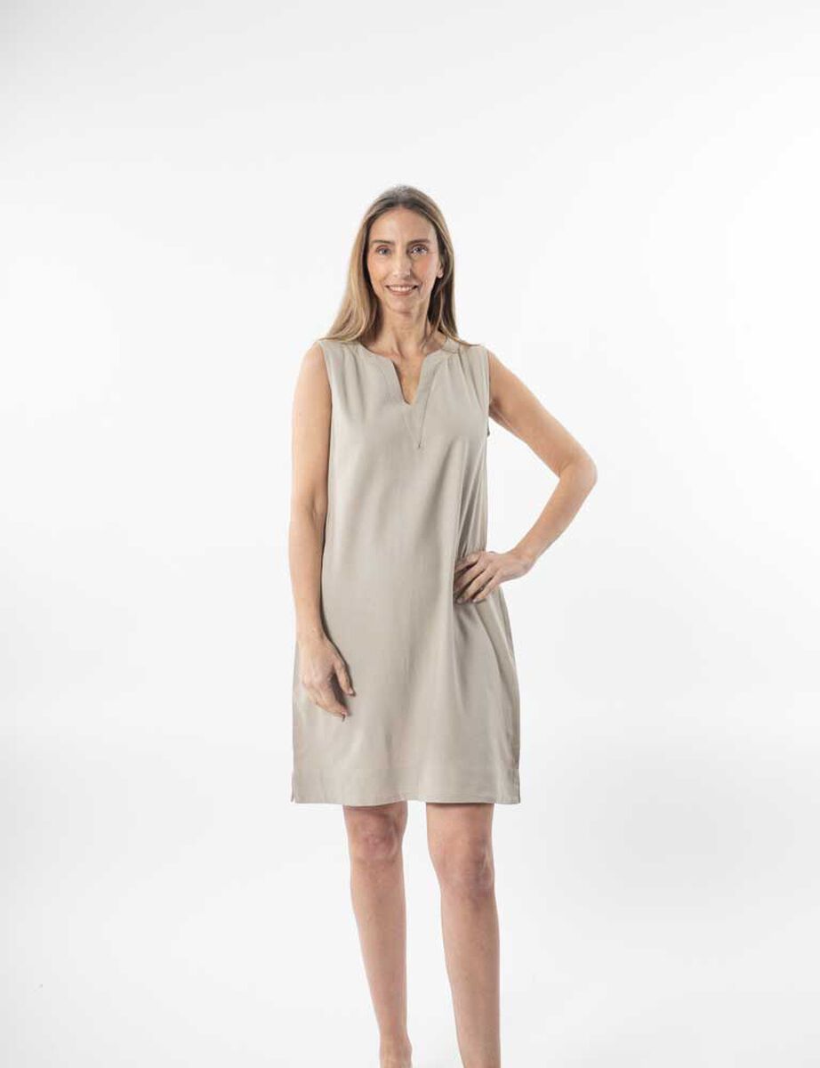 Vestido Lino Midi Sin Mangas Mujer Portman Club