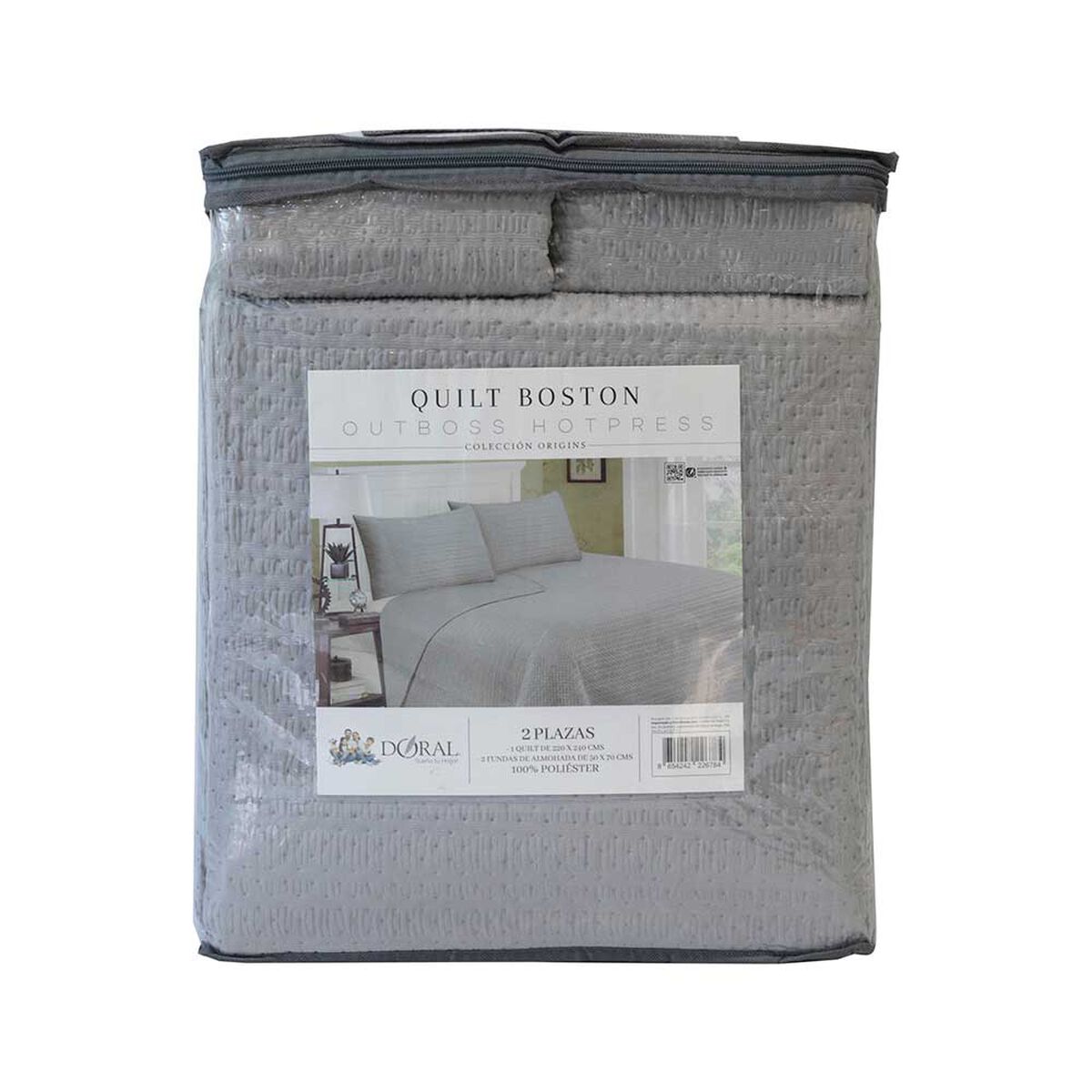 Quilt Doral King Liso Deluxe Gris