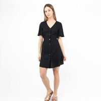 Vestido Corto Manga Corta Mujer Zibel Negro
