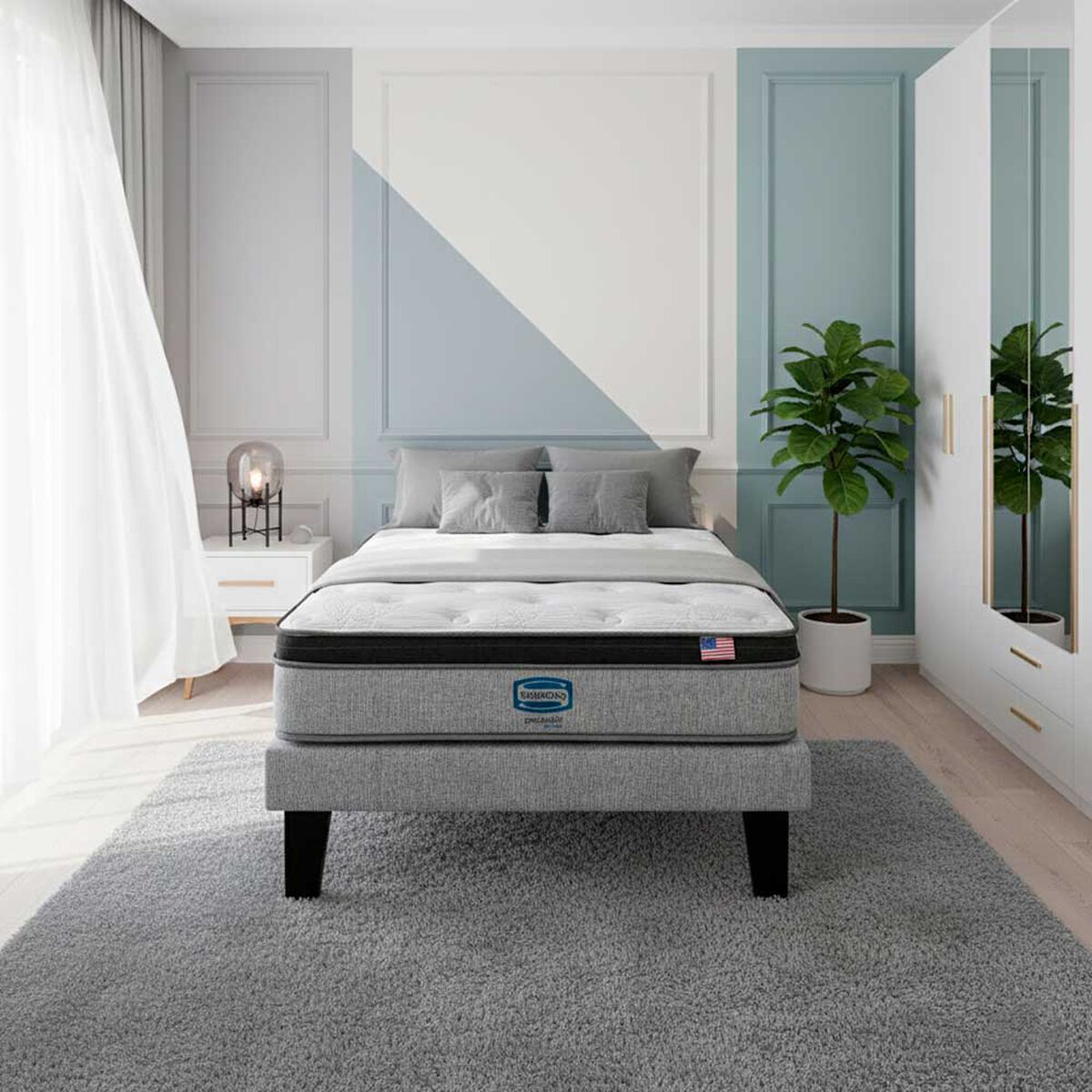 Cama Europea Simmons 1,5 Plazas Dreamer Plus 200 cm