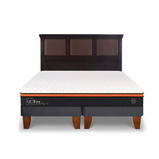 Cama Europea CIC Base Dividida 2 Plazas Bee Comfort + Respaldo