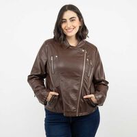 Chaqueta Ecocuero Mujer Extralindas Cafe, Negro
