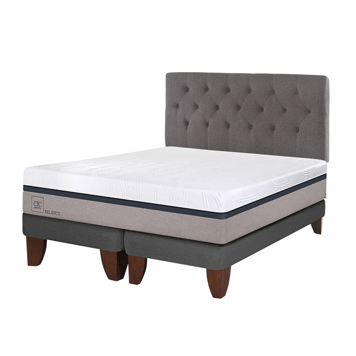 Cama Europea CIC Base Dividida 2 Plazas Balance + Respaldo Kavery