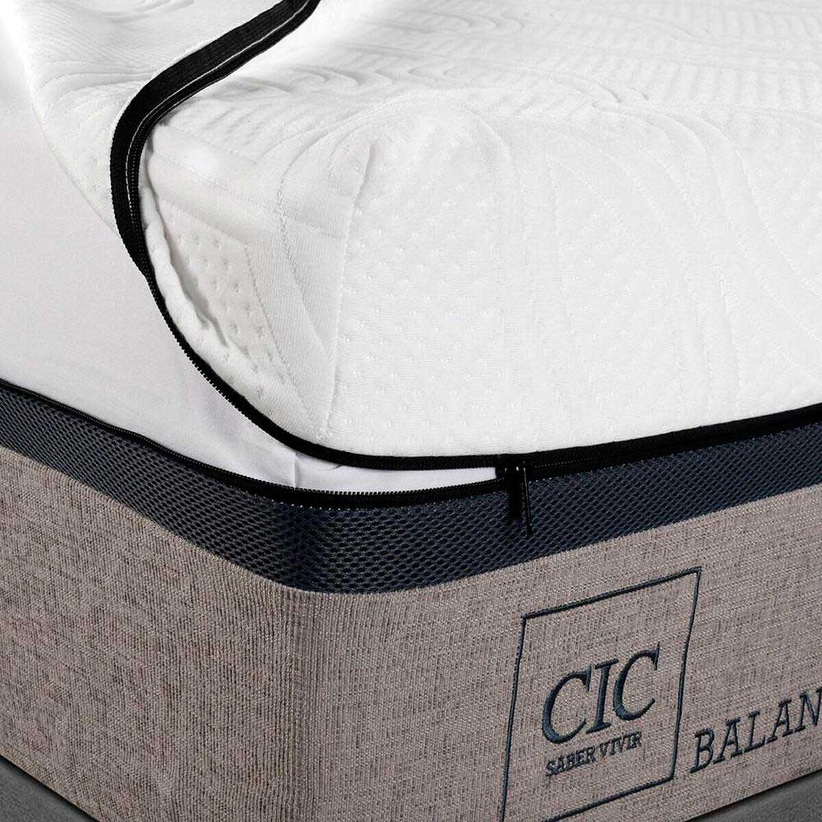 Cama Europea Balance King Base Dividida + Mueble + Respaldo Eufrates