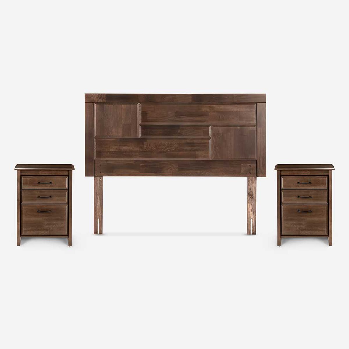 Cama Europea Rosen 2 Plazas Indie + Respaldo + 2 Veladores Dolce