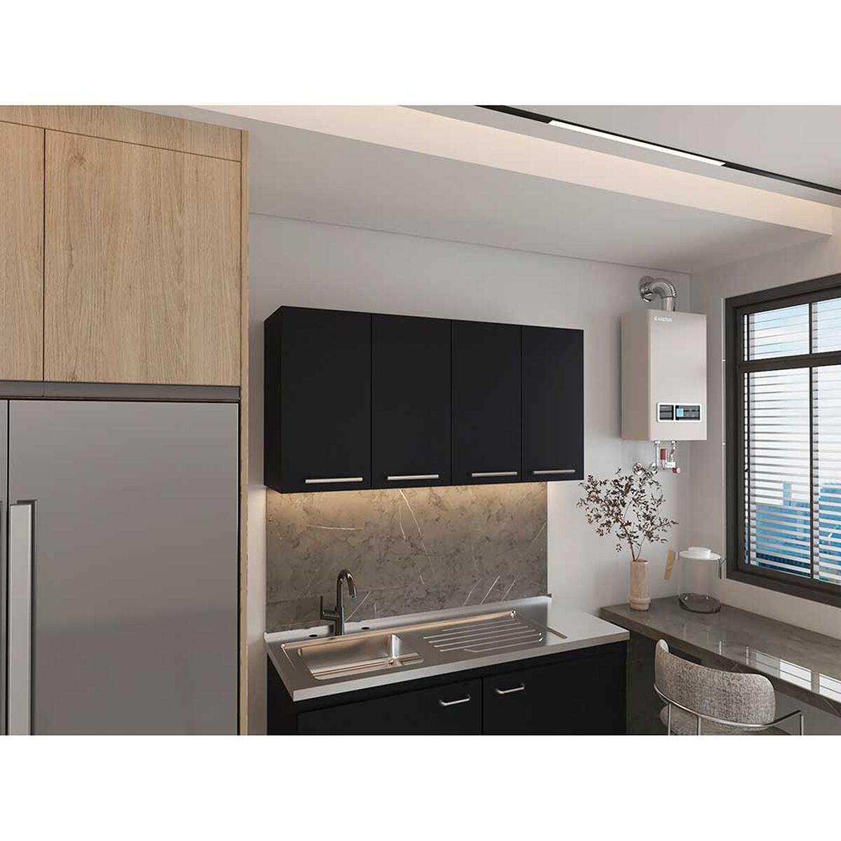 Mueble Superior de Cocina Tuhome Bazagli 4 Puertas Wengue