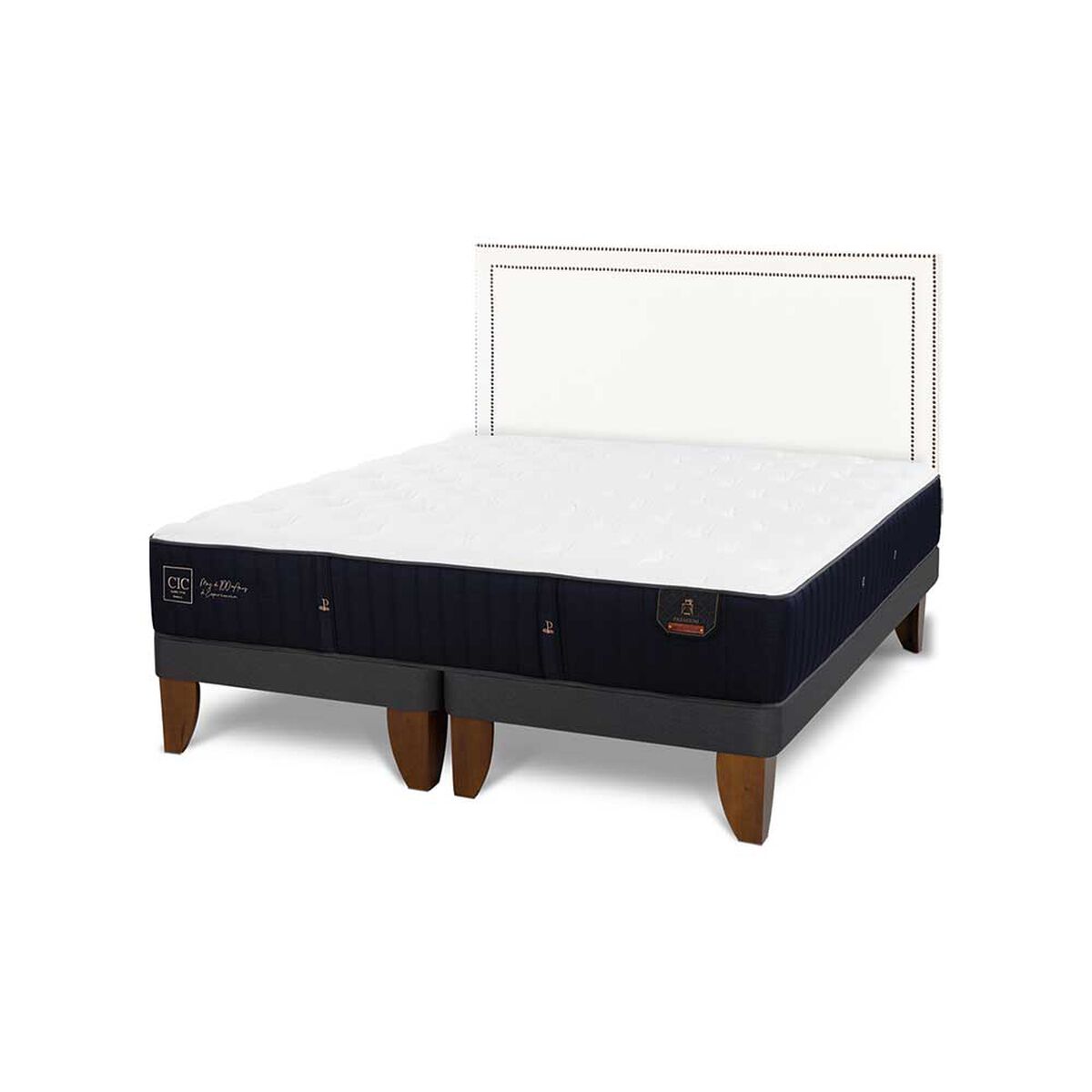 Cama Europea CIC Base Dividida King Premium + Respaldo Danubio