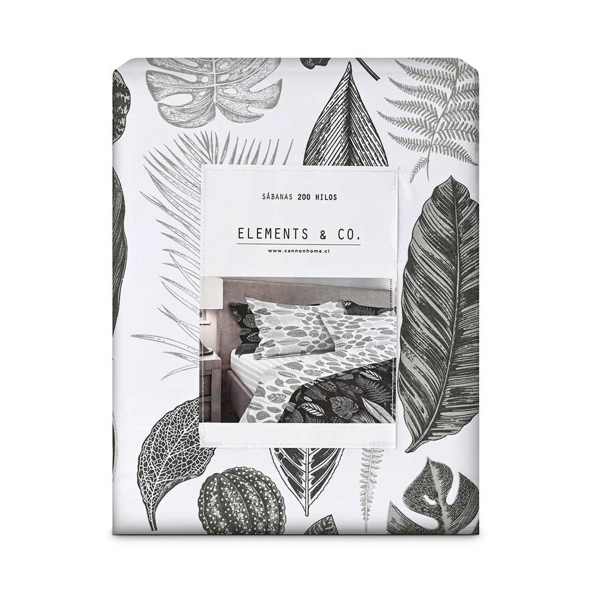Juego de Sábanas Estampado Elements & Co 200 Hilos 1,5 Plazas BlackNature