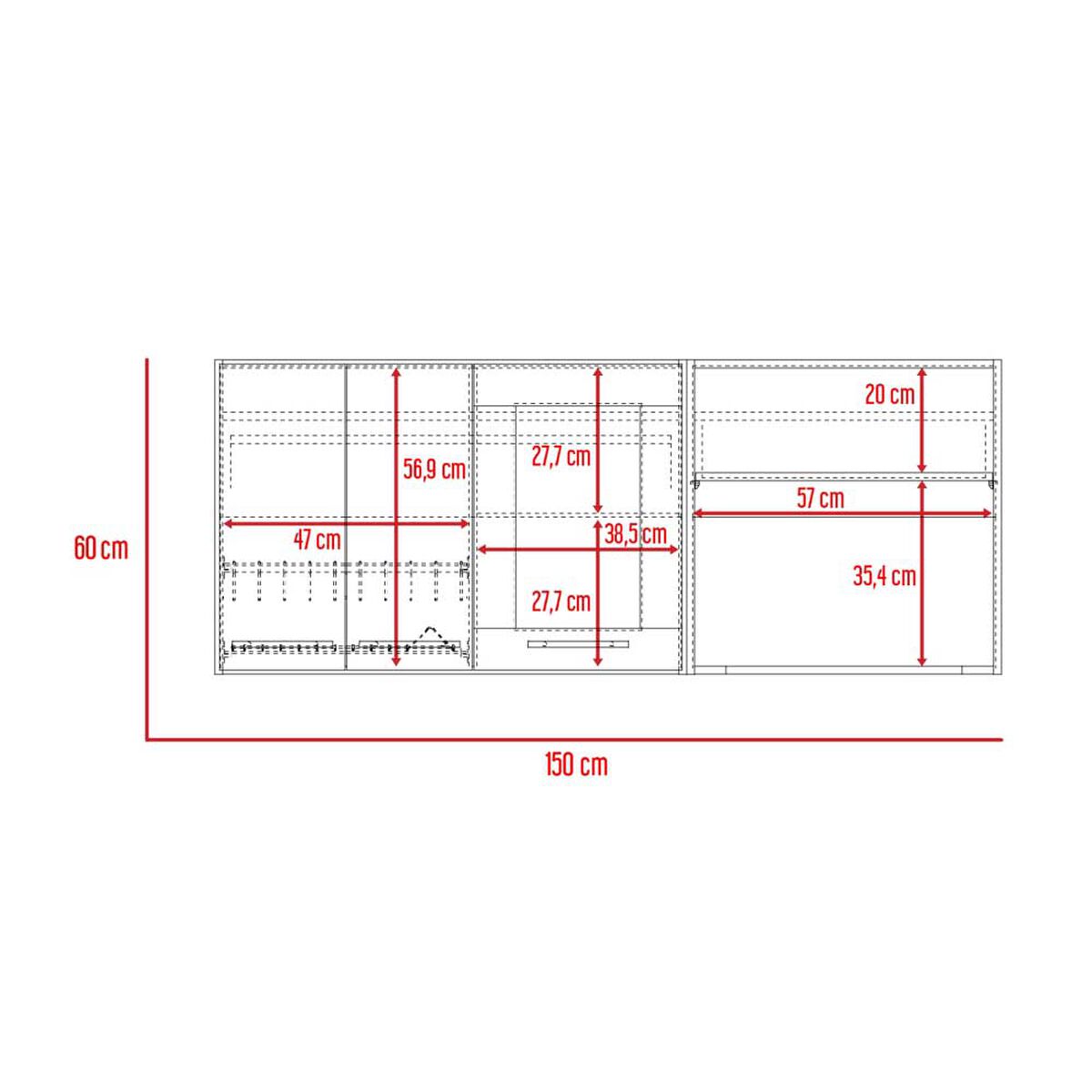 Combo Modulo Inferior con Top + Modulo Superior TuHome Hasselt Gris Rovere