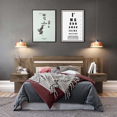 Imagen 2 del producto Respaldo 2 Plazas + 2 Veladores Roca Parana Nogal Blanco