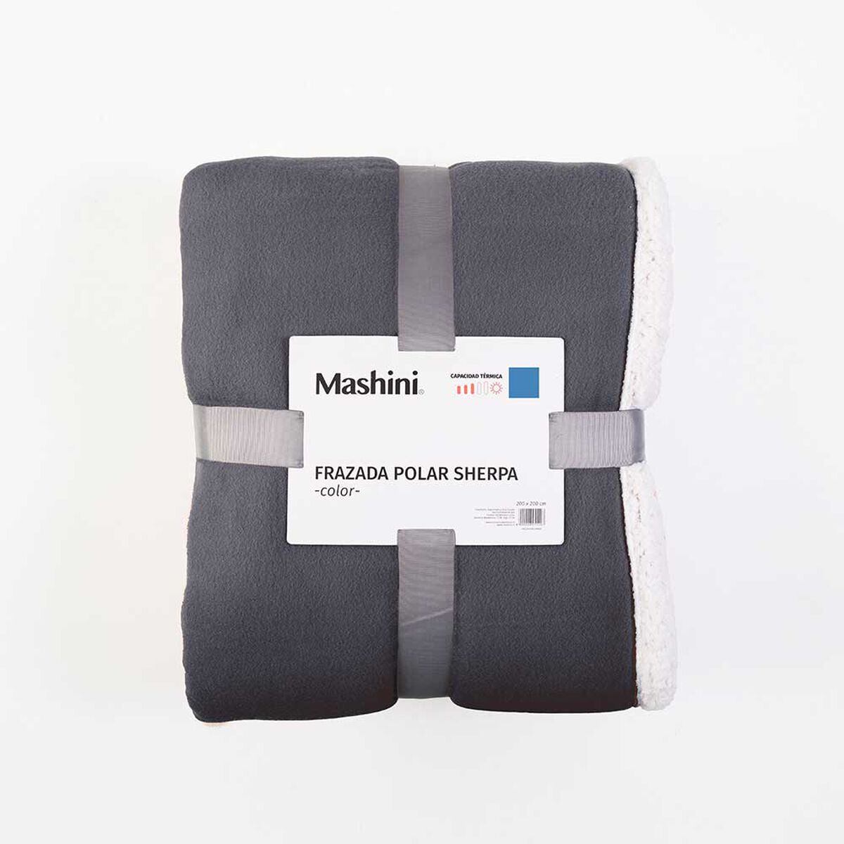 Frazada de Poliéster Mashini 1,5 Plazas Liso Gris