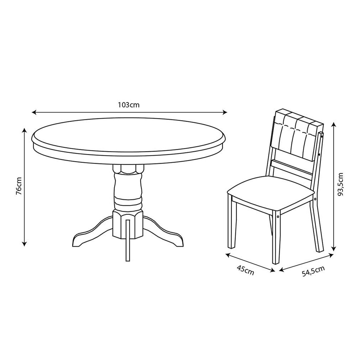 Juego de Comedor Zoy Home Rodas 4 Sillas Café