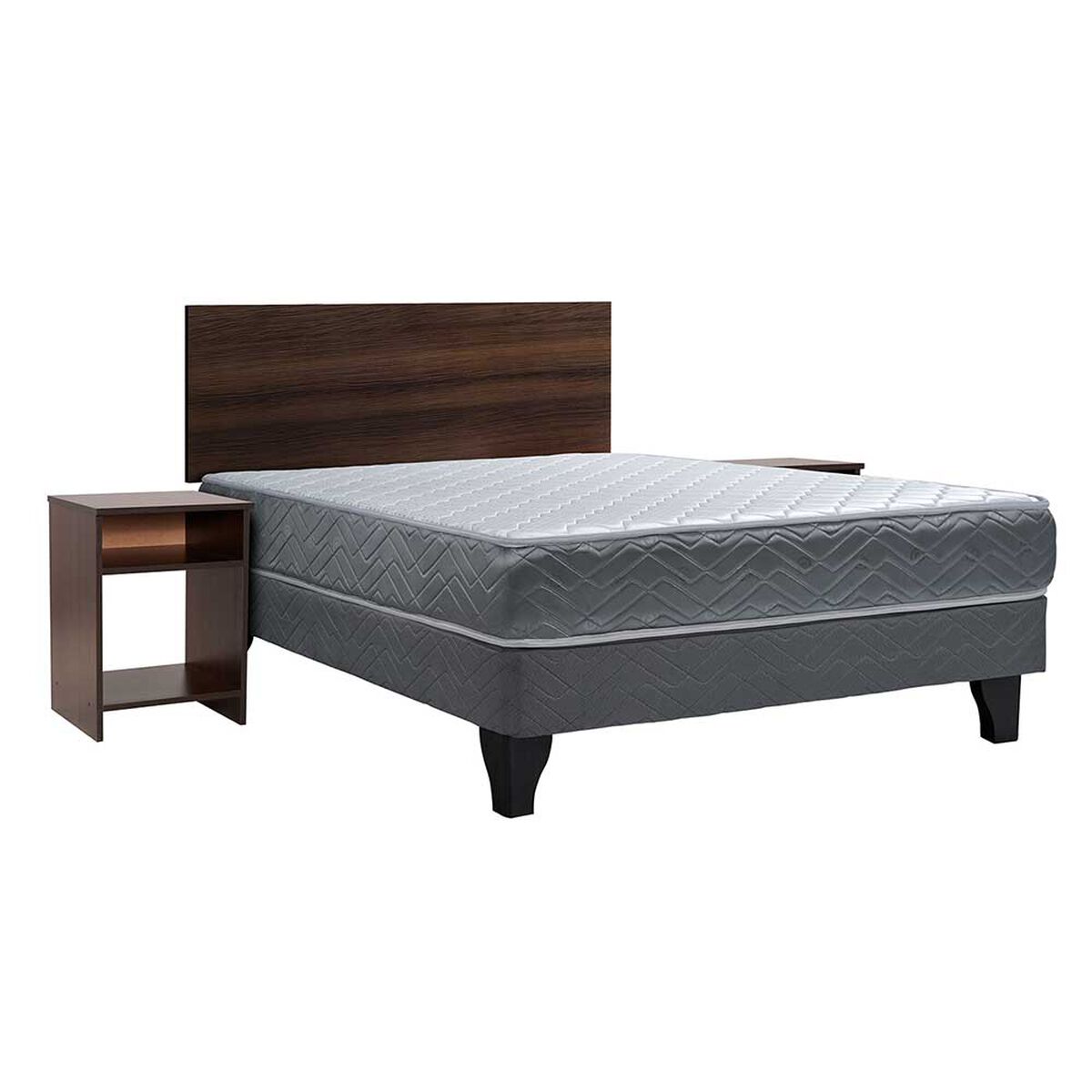 Cama Europea Celta 2 Plazas Respaldo + 2 Veladores Cádiz