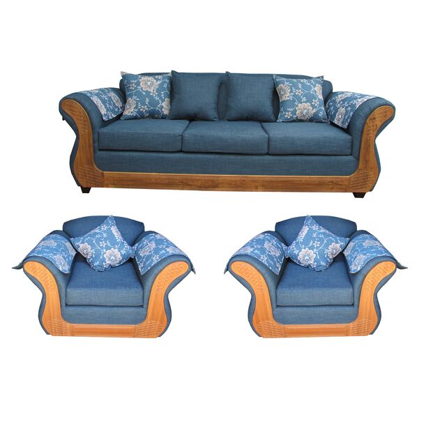 Juego de Living Almore Irlanda Sofá 3 Cuerpos + Dos Sillones 1 Cuerpo Azul